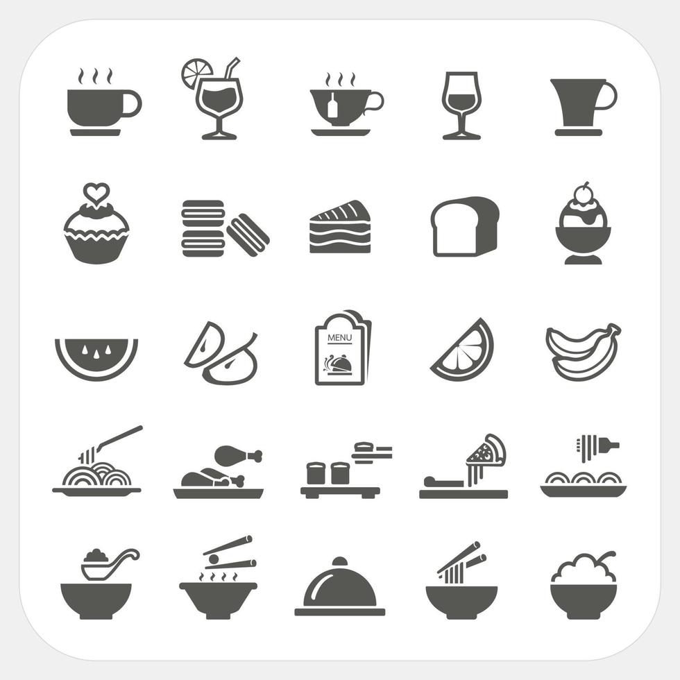 conjunto de iconos de alimentos y bebidas vector
