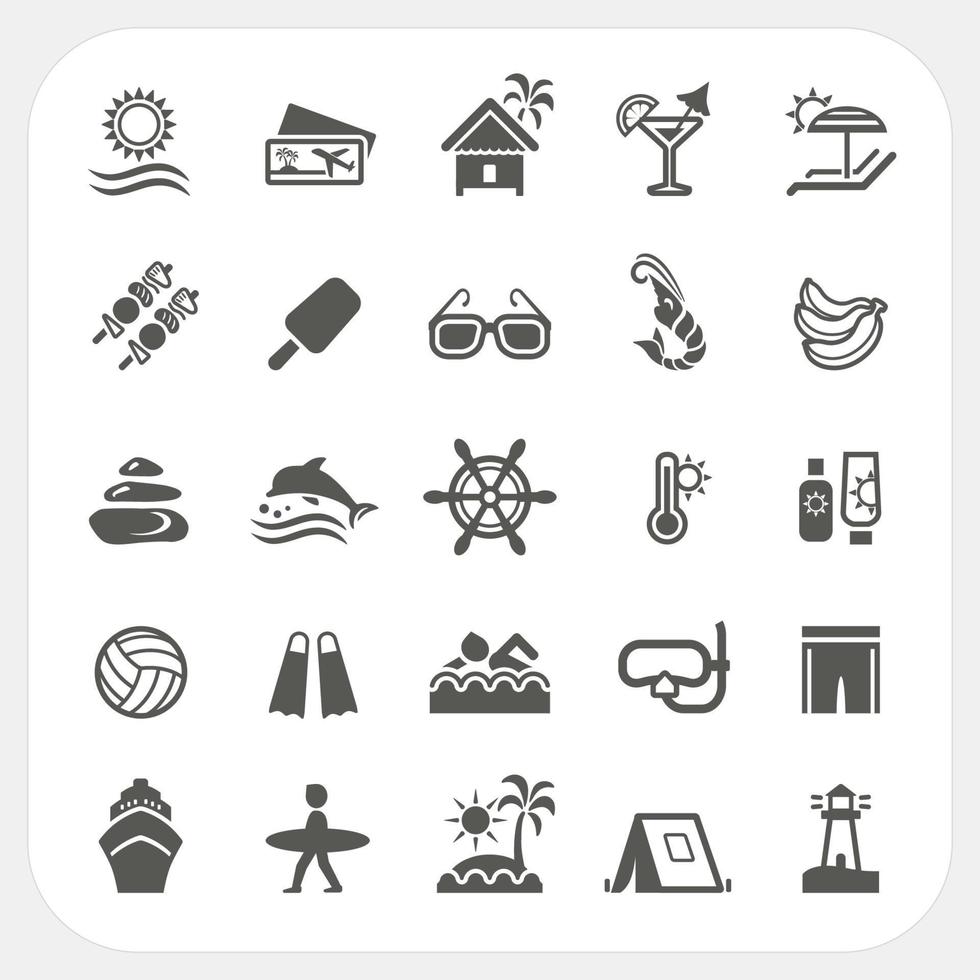 Summer holiday icons set vector