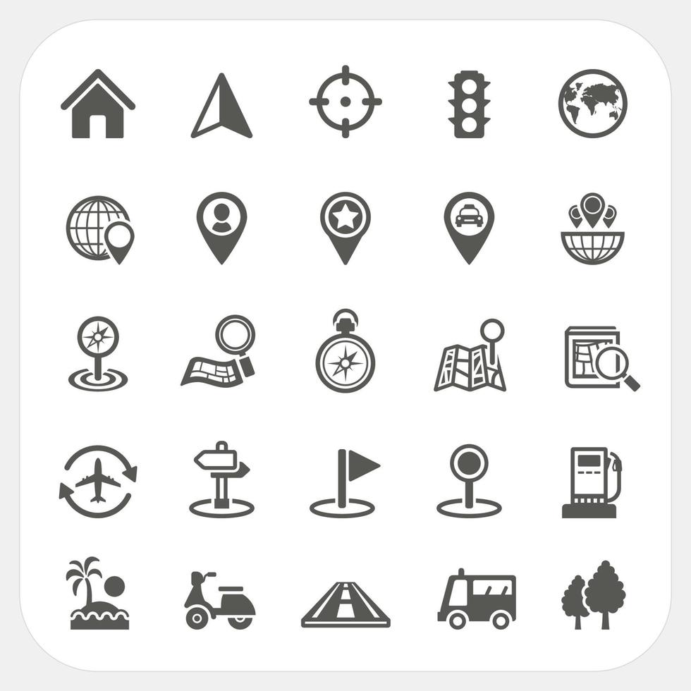 conjunto de iconos de mapa y ubicación vector