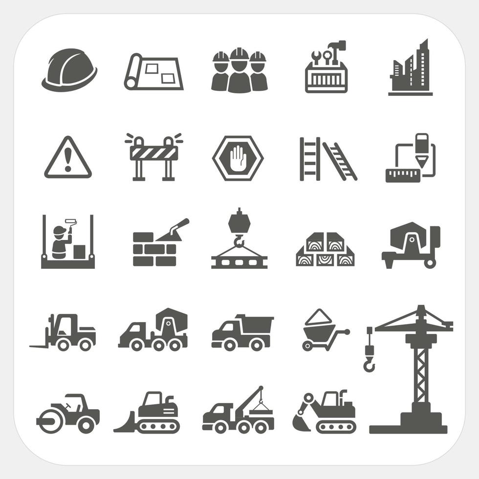 Construction icons set vector