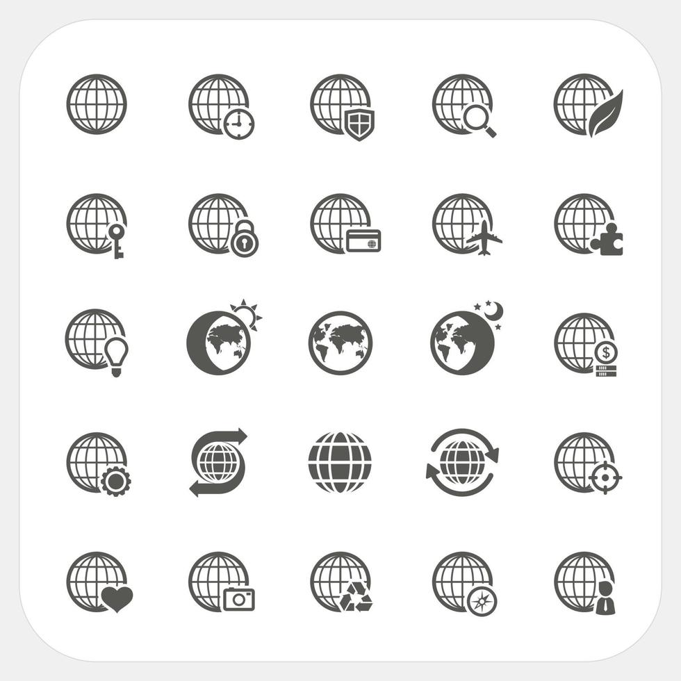 Globe earth vector icons set