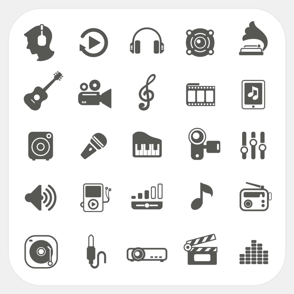 Music icons set on white background vector