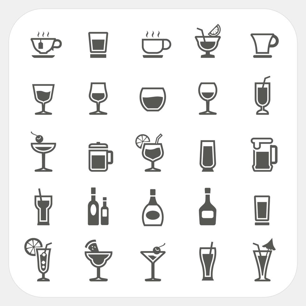 Drink and Beverage icons set vector