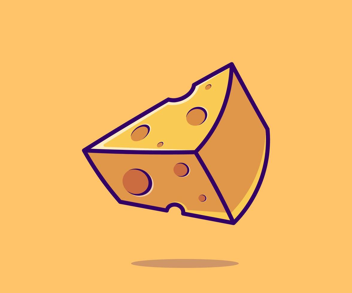 Cheese Vector Icon Illustration. Flat Cartoon Style.