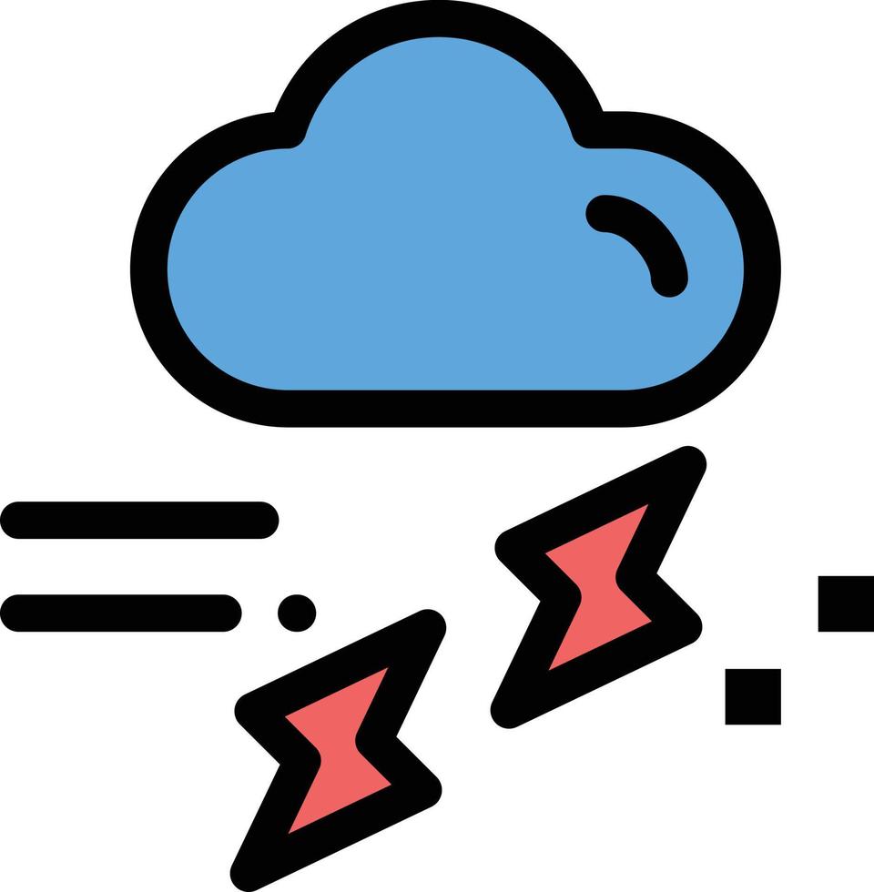 nube lluvia lluvia lluviosa trueno color plano icono vector icono banner plantilla
