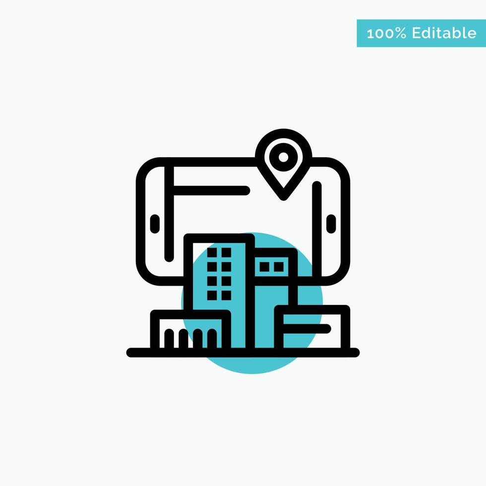 Reality City Technology Augmented turquoise highlight circle point Vector icon