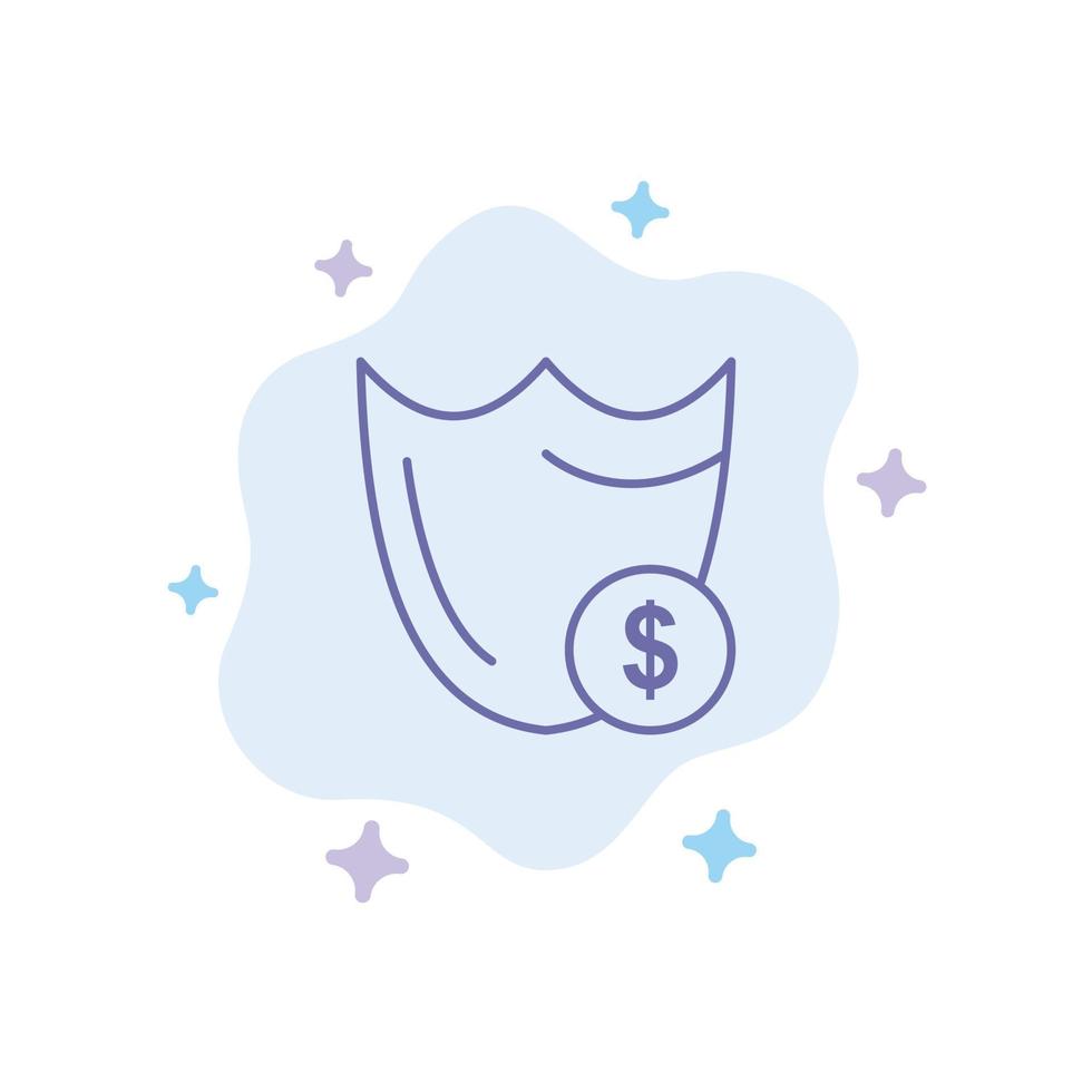 escudo guardia seguridad seguro dólar icono azul sobre fondo de nube abstracta vector