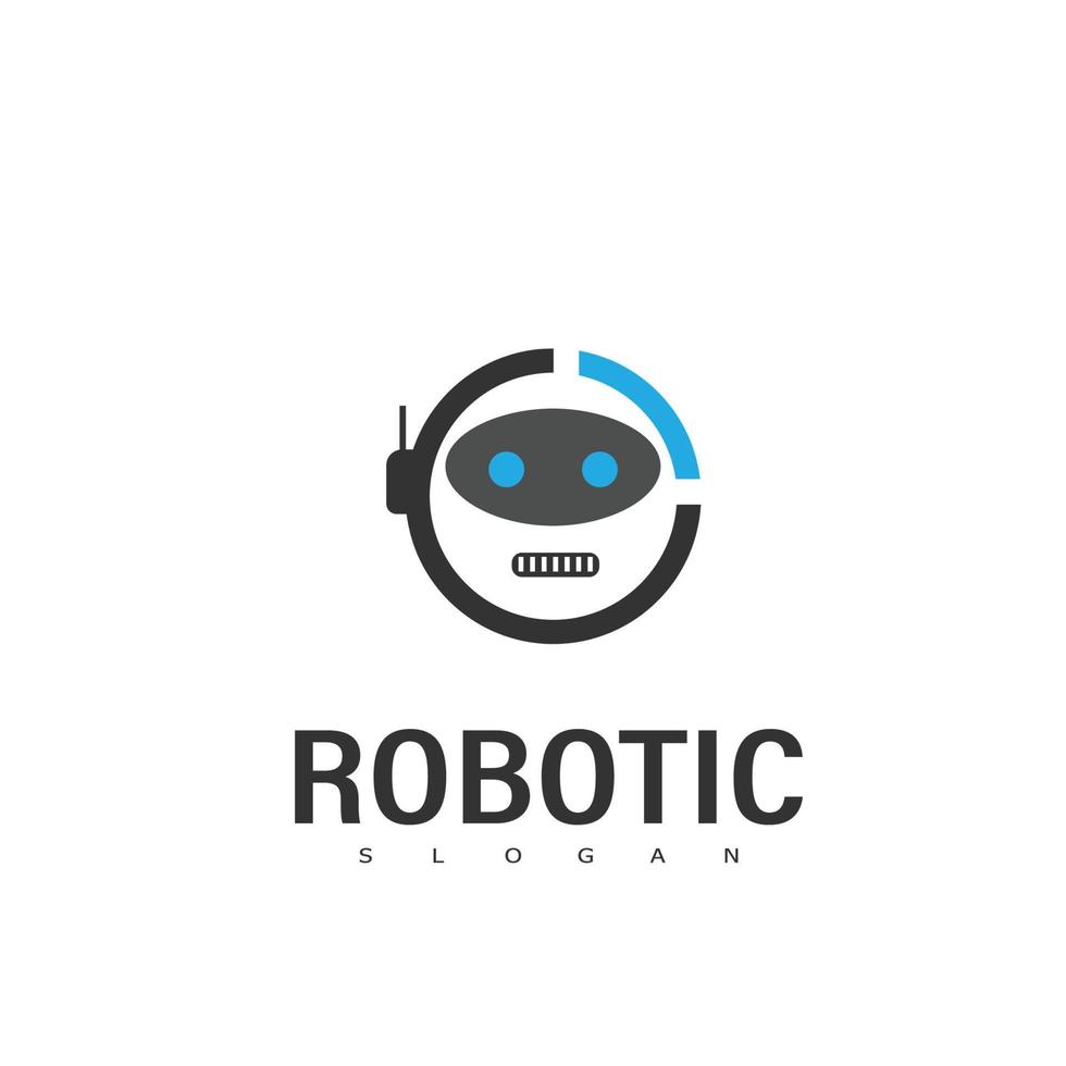 robot logo tecnología moderna vector