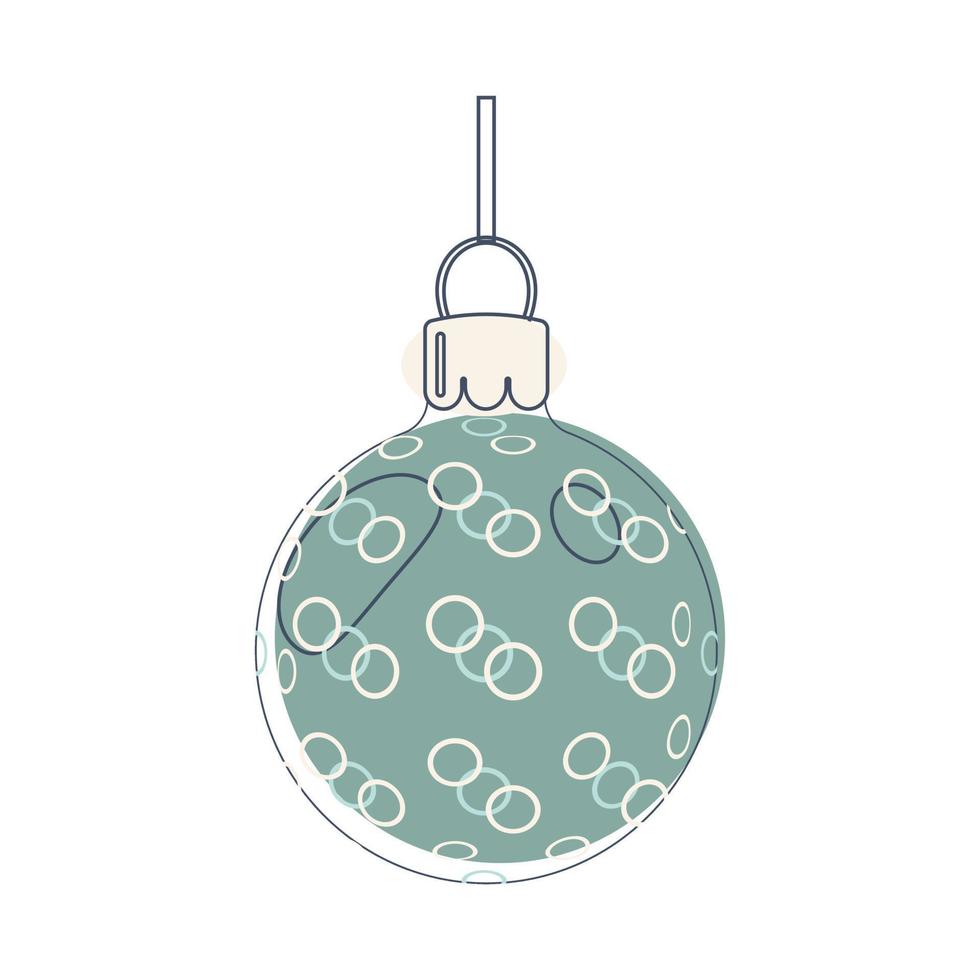 azul navideño multicolor con bola de círculos en estilo de arte lineal para decorar postales carteles de embalaje pancartas vector