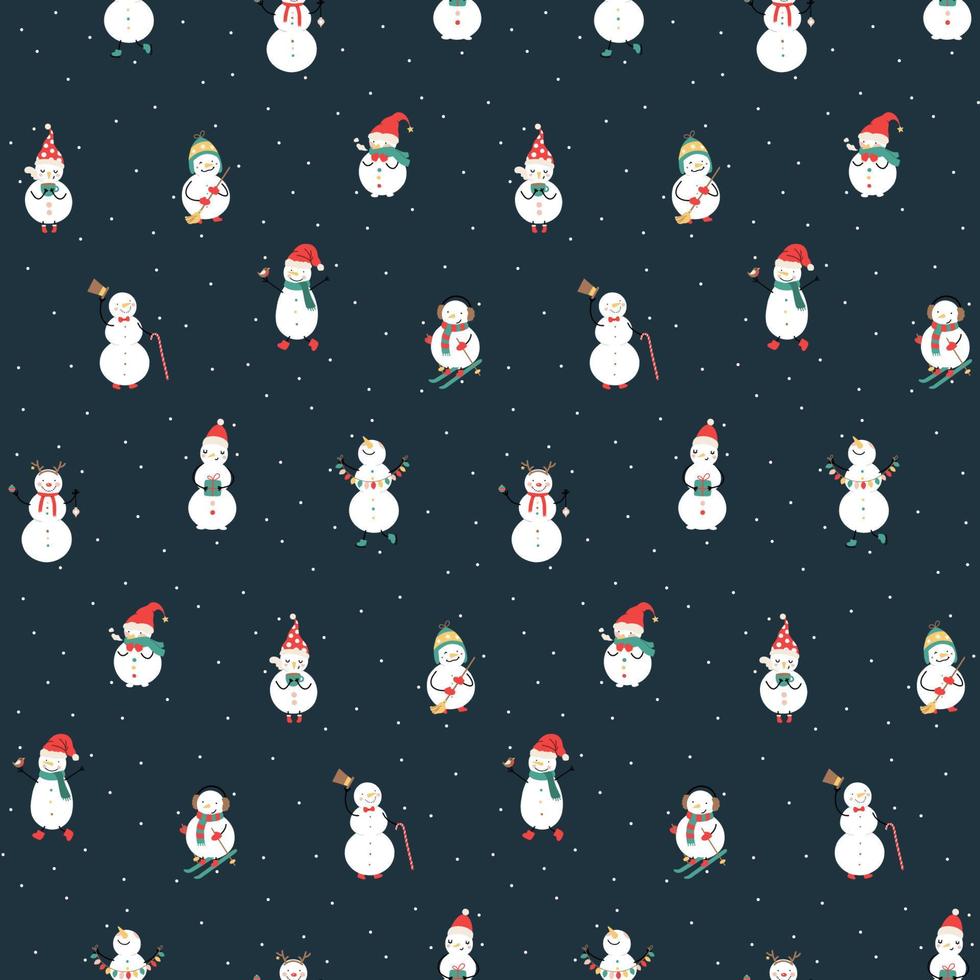 Christmas pattern with snowmen vector