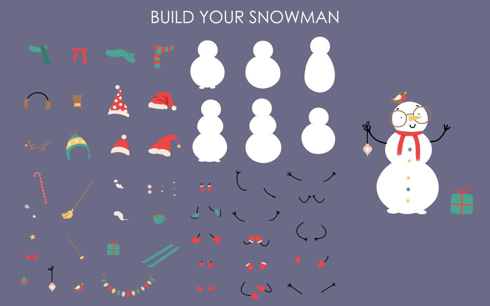 construye tu muñeco de nieve vector