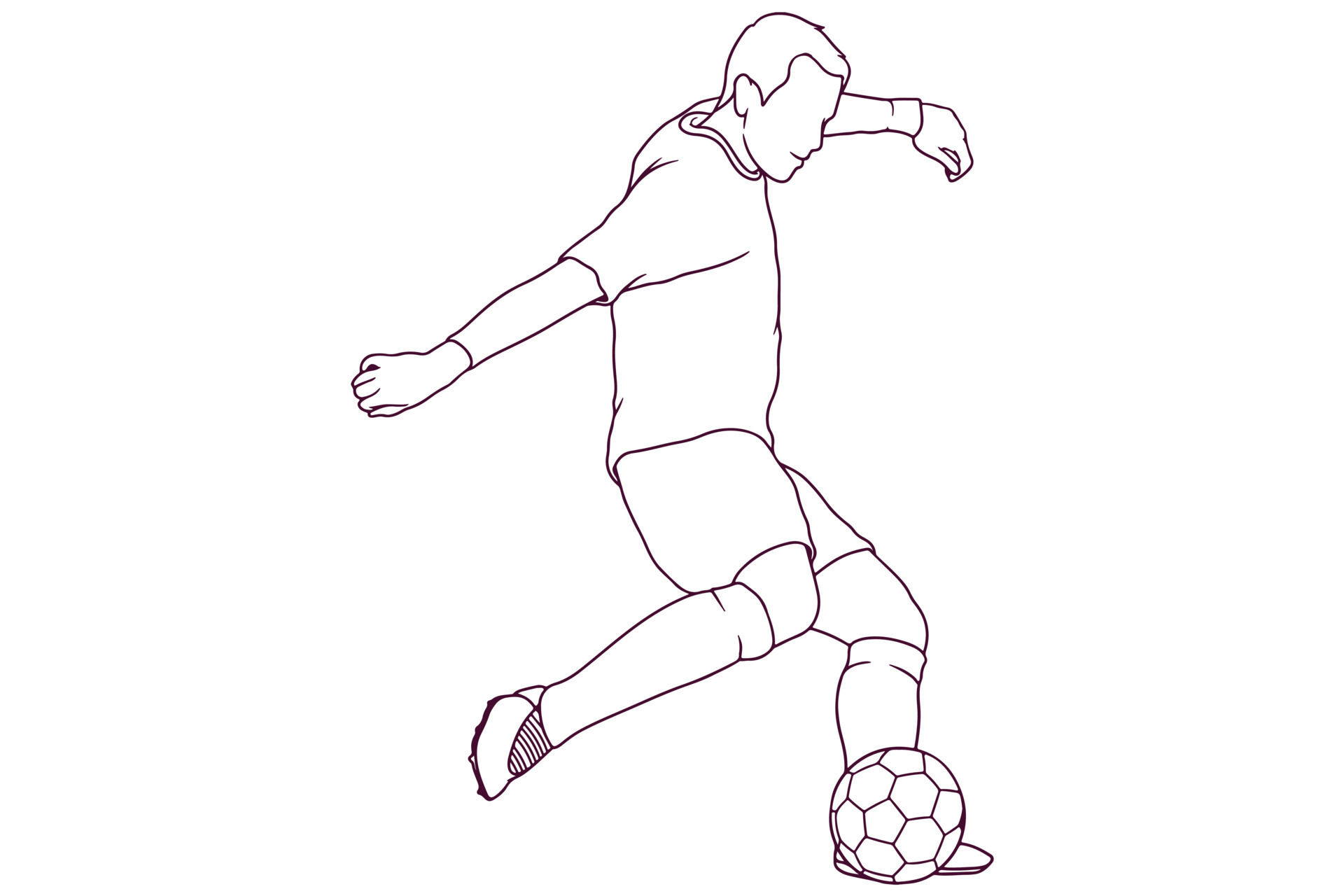 soccer player kicking ball hand drawn style vector illustration
