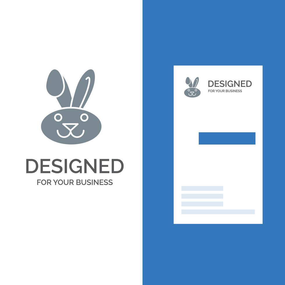 Bunny Easter Rabbit Grey Logo Design and Business Card Template vector