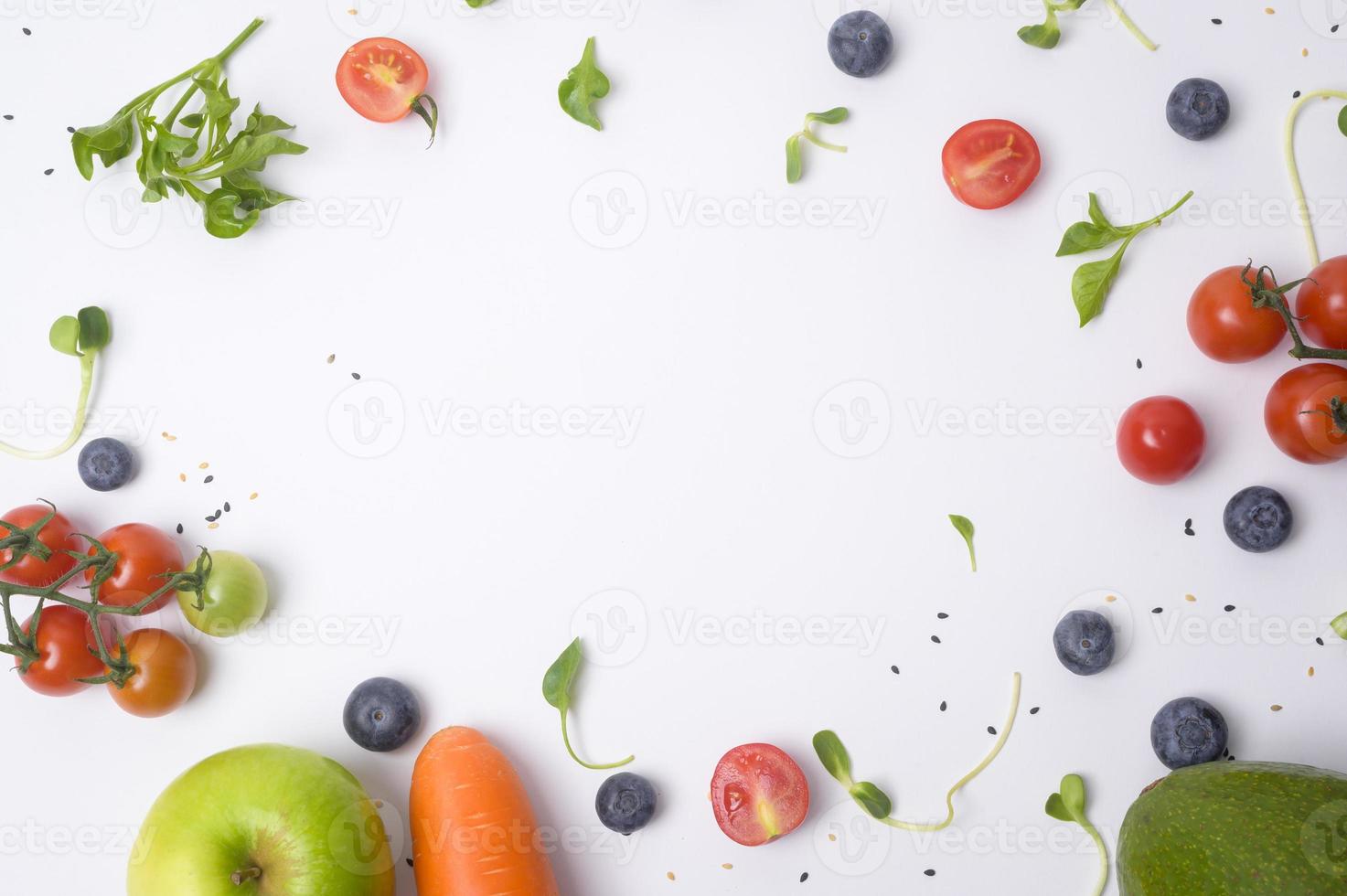 Healthy freshness vegetables and fruits on white background , Healthy eating concept photo