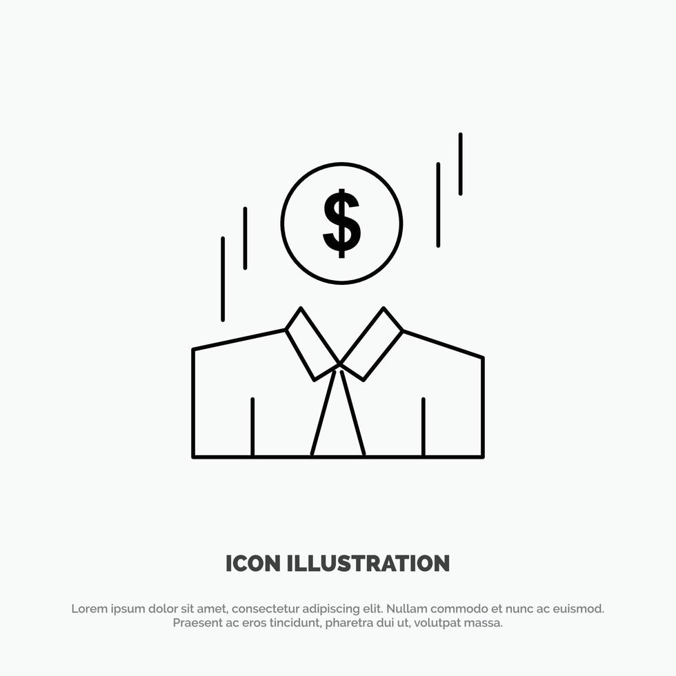 Businessman Dollar Man Money Line Icon Vector