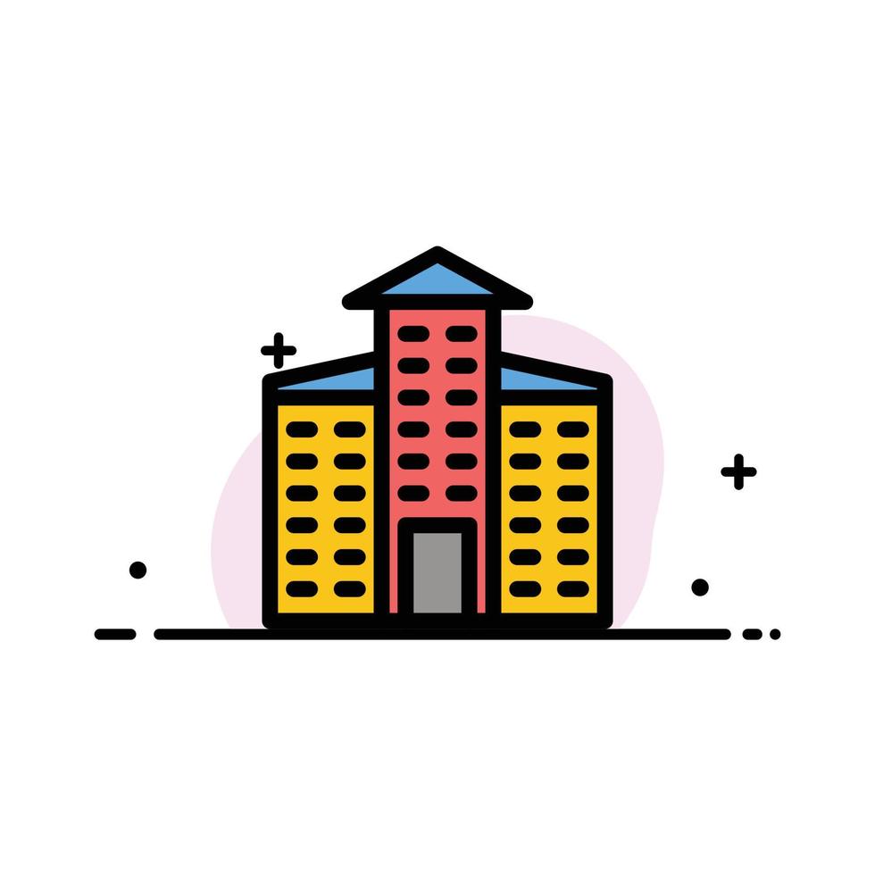 Building City Construction  Business Flat Line Filled Icon Vector Banner Template