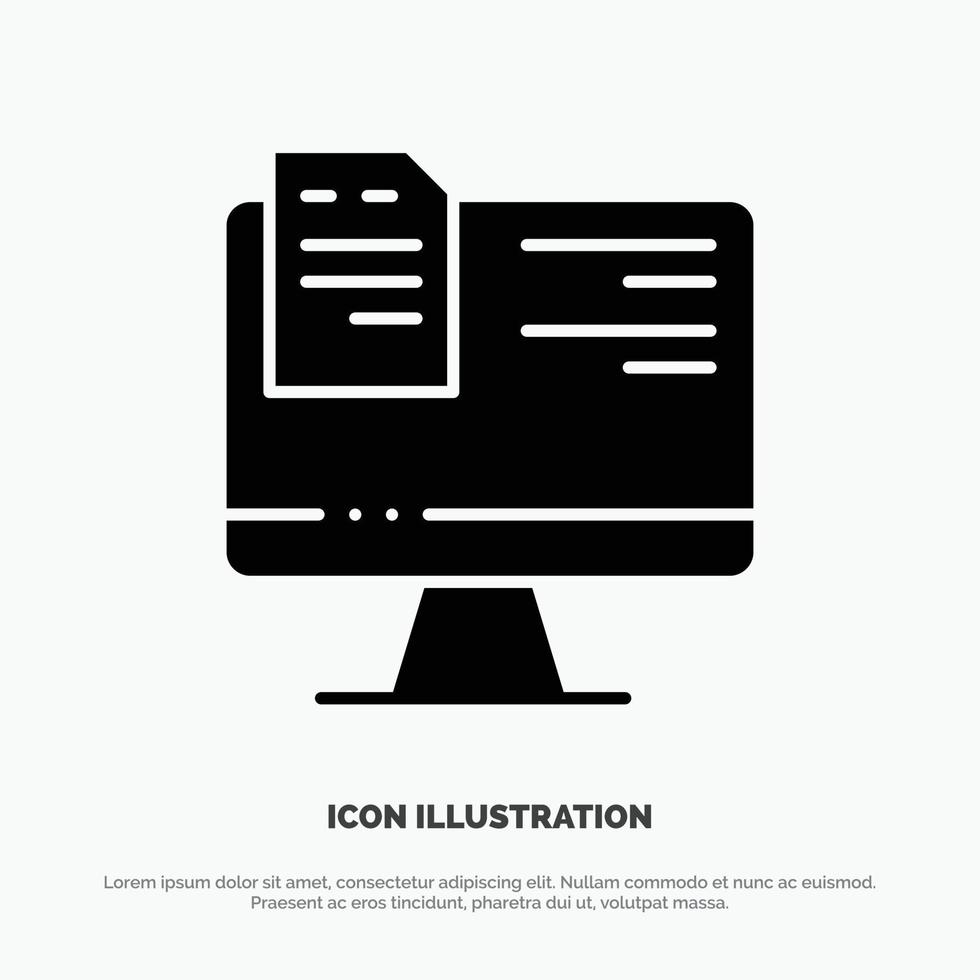 Computer File Education Online solid Glyph Icon vector