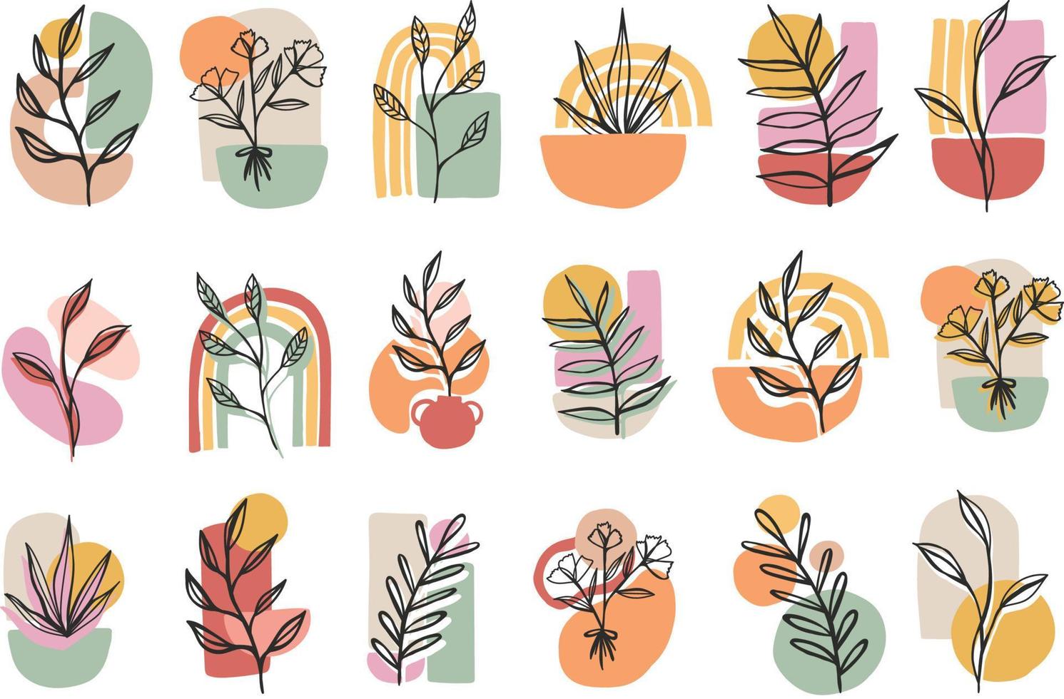 minimal abstract plants vector