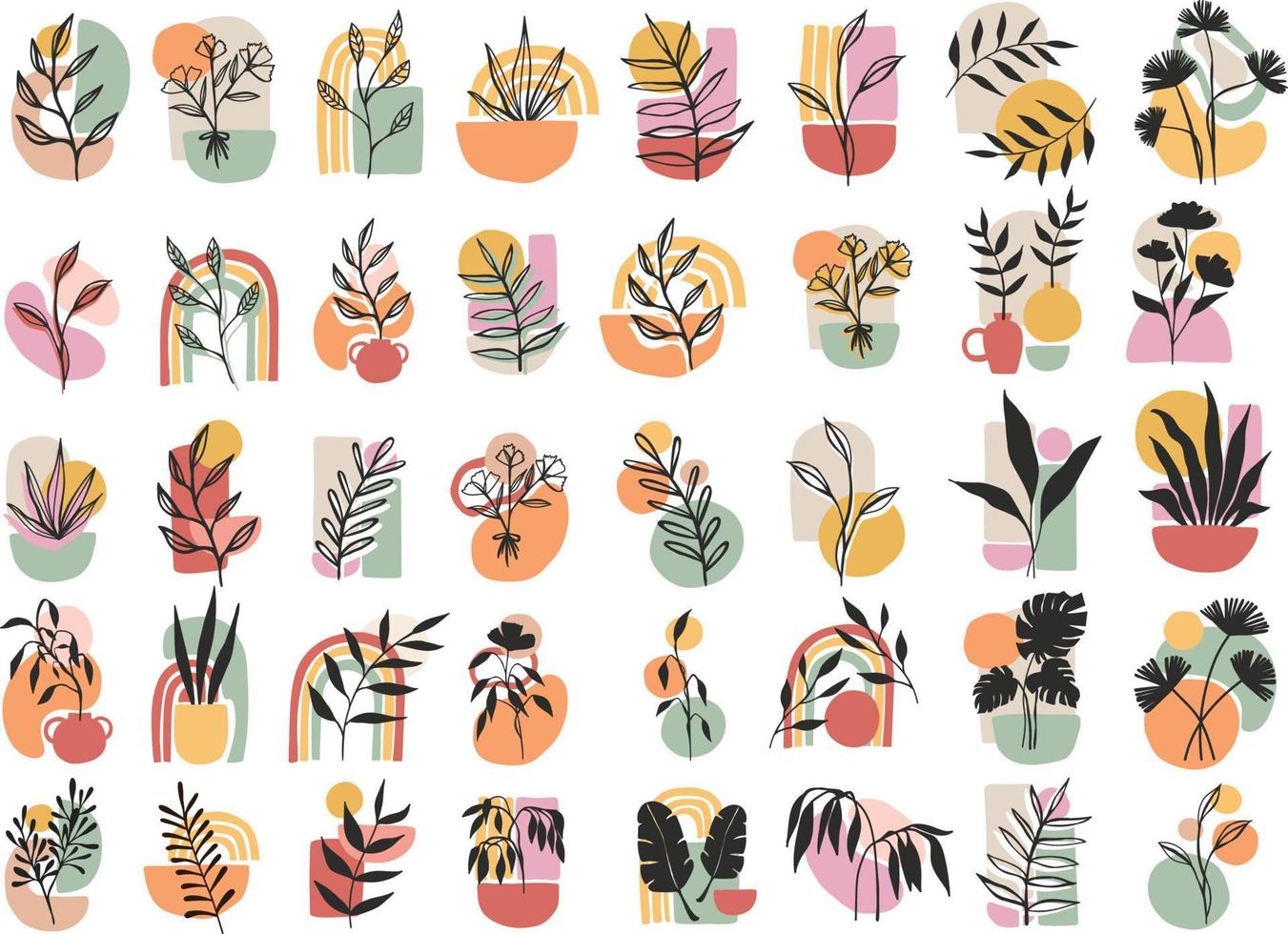 minimal abstract plants vector design