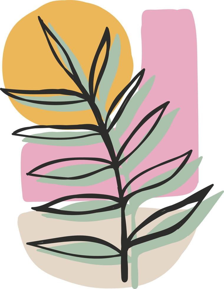 diseño de vector de arte de plantas abstractas mínimas