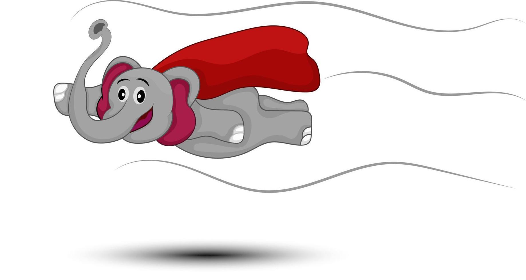 elephant super hero flying and smiling vector