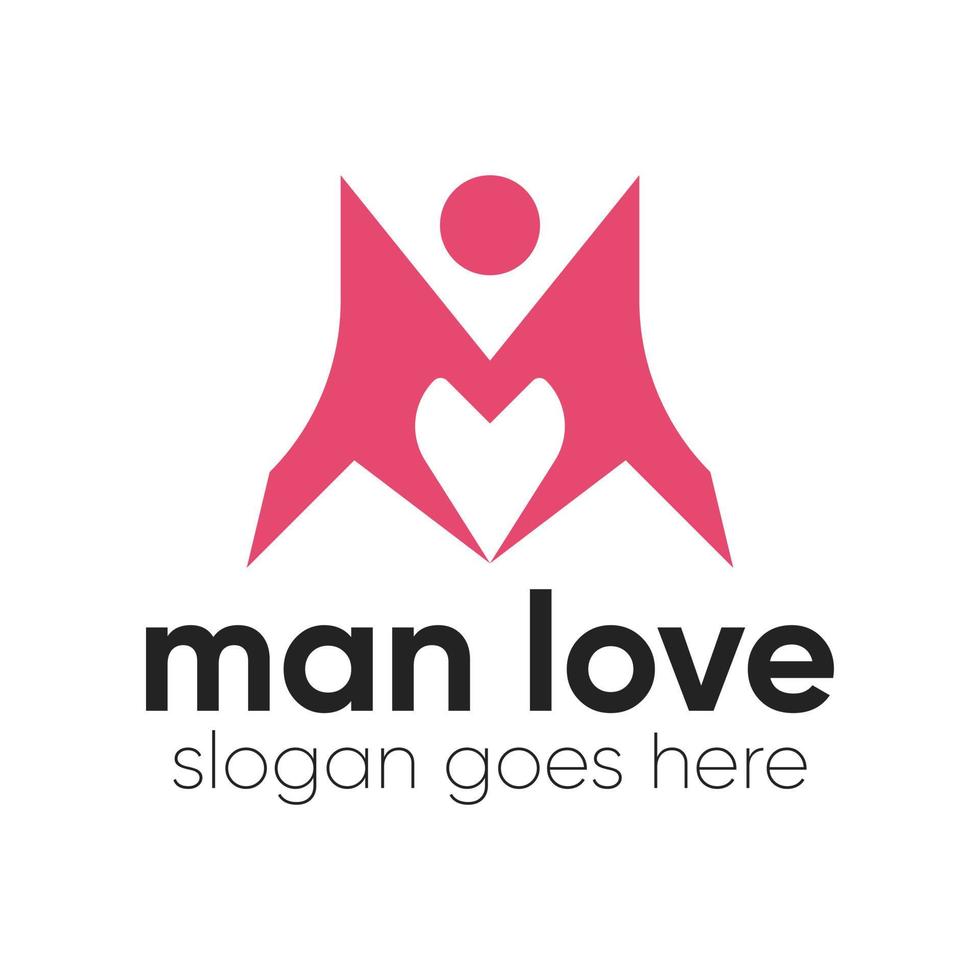 diseño de logotipo de amor de hombre moderno con la combinación de icono de amor y hombre vector