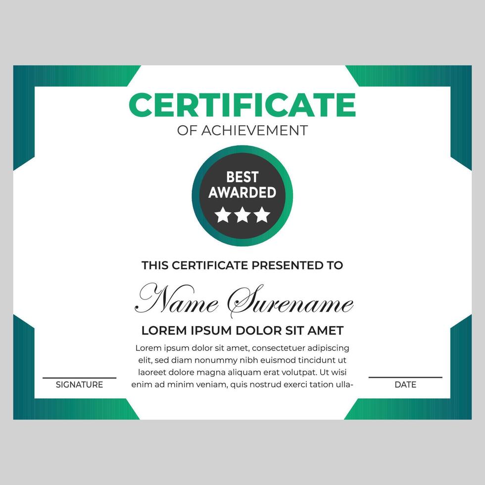 Certificate design template for achievement vector