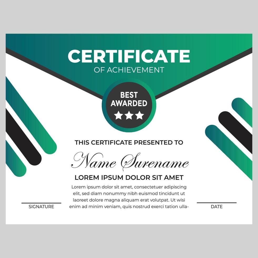 Certificate design template for achievement vector