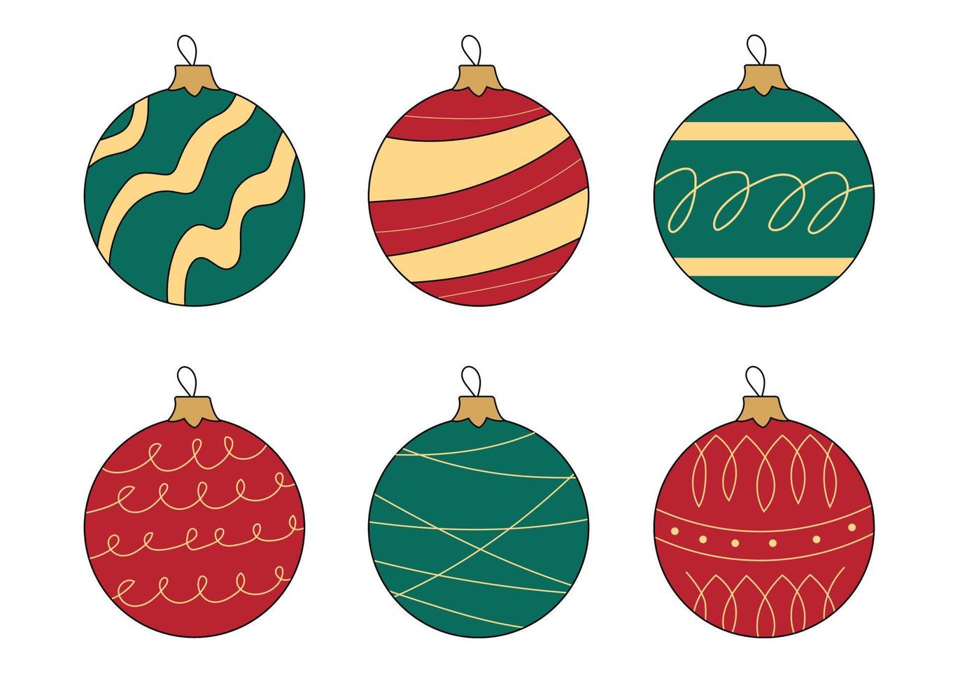 un conjunto de bolas navideñas de colores para la decoración navideña. decoraciones para crear un ambiente festivo. ilustración vectorial vector