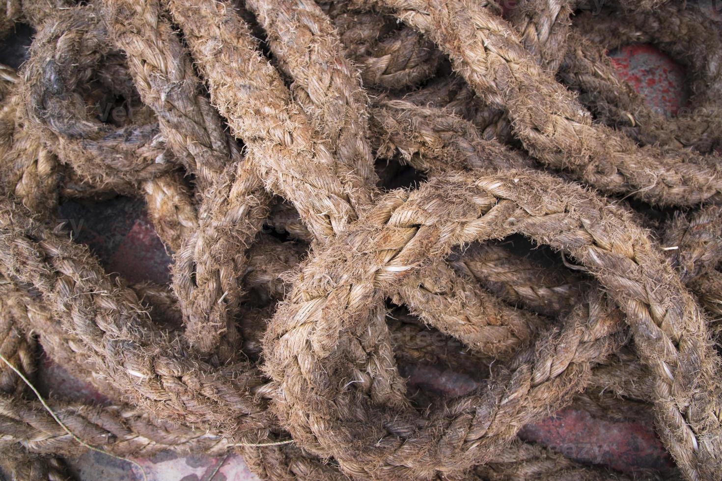 Stack dirty  jute rope   can be used as a background texture photo