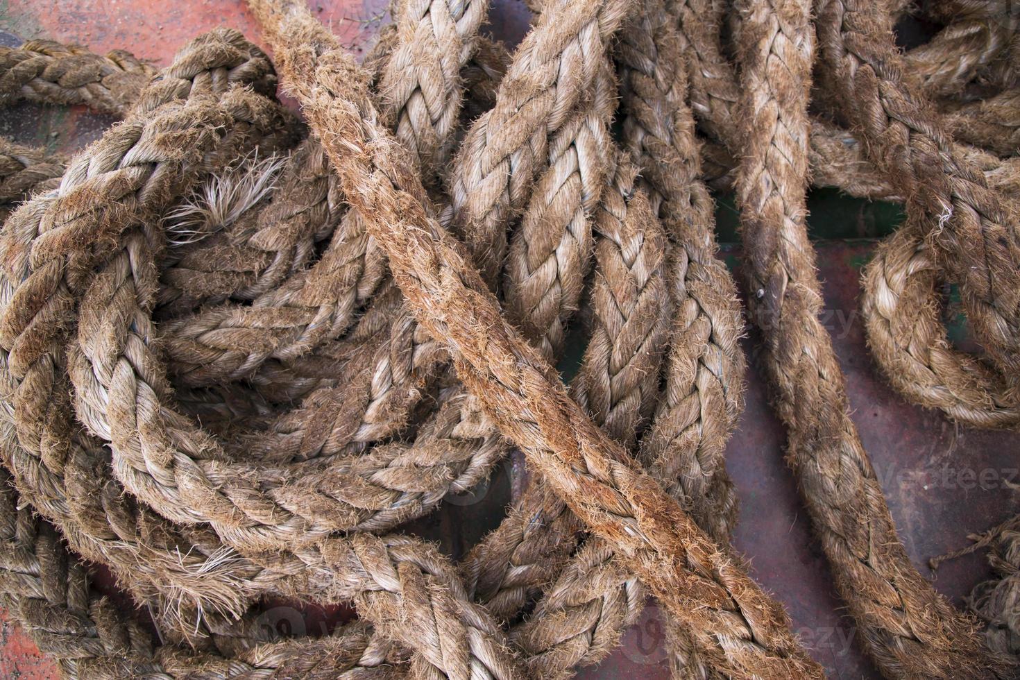 Stack dirty  jute rope   can be used as a background texture photo