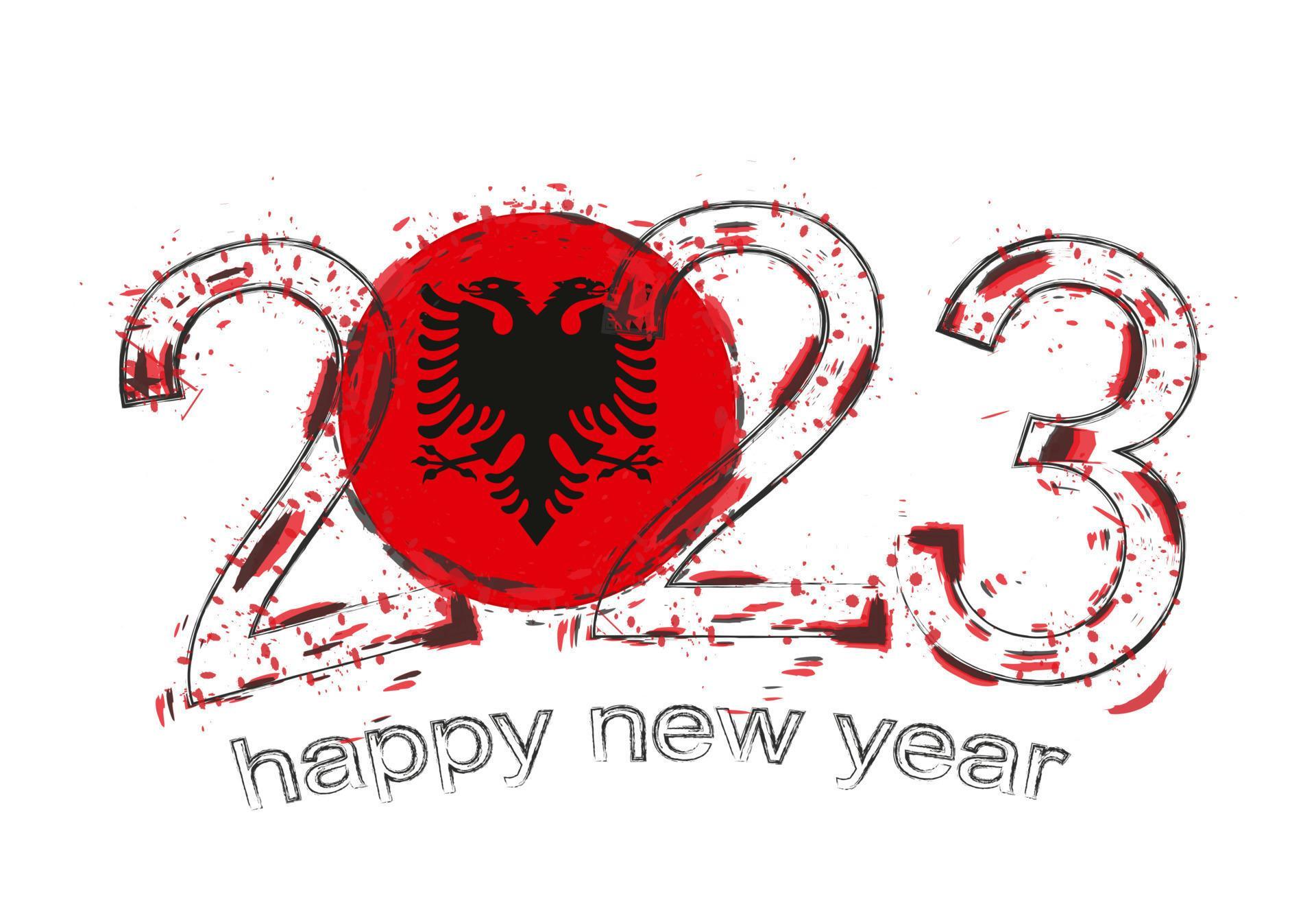 2023 Year in grunge style with flag of Albania. 13130825 Vector Art at