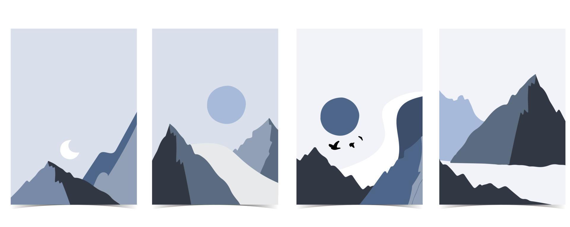 colección de fondo de paisaje de naturaleza invernal con montaña y cielo vector