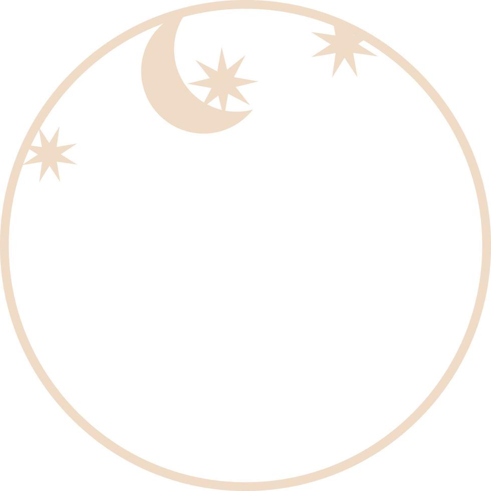 Round frame with moon and stars. vector