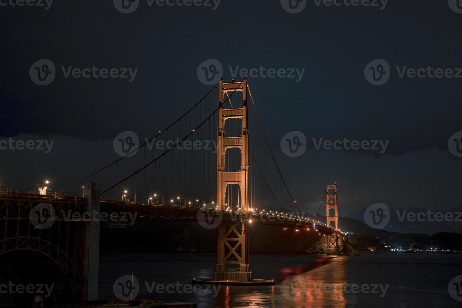 Famous Golden Gate Bridge in San Francisco at night, USA. Beautiful San Francisco. photo