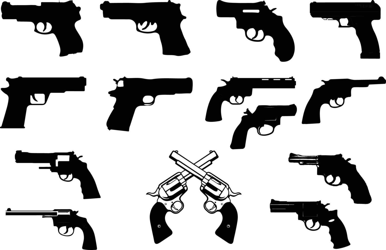 el conjunto de colección de silueta de pistola vector