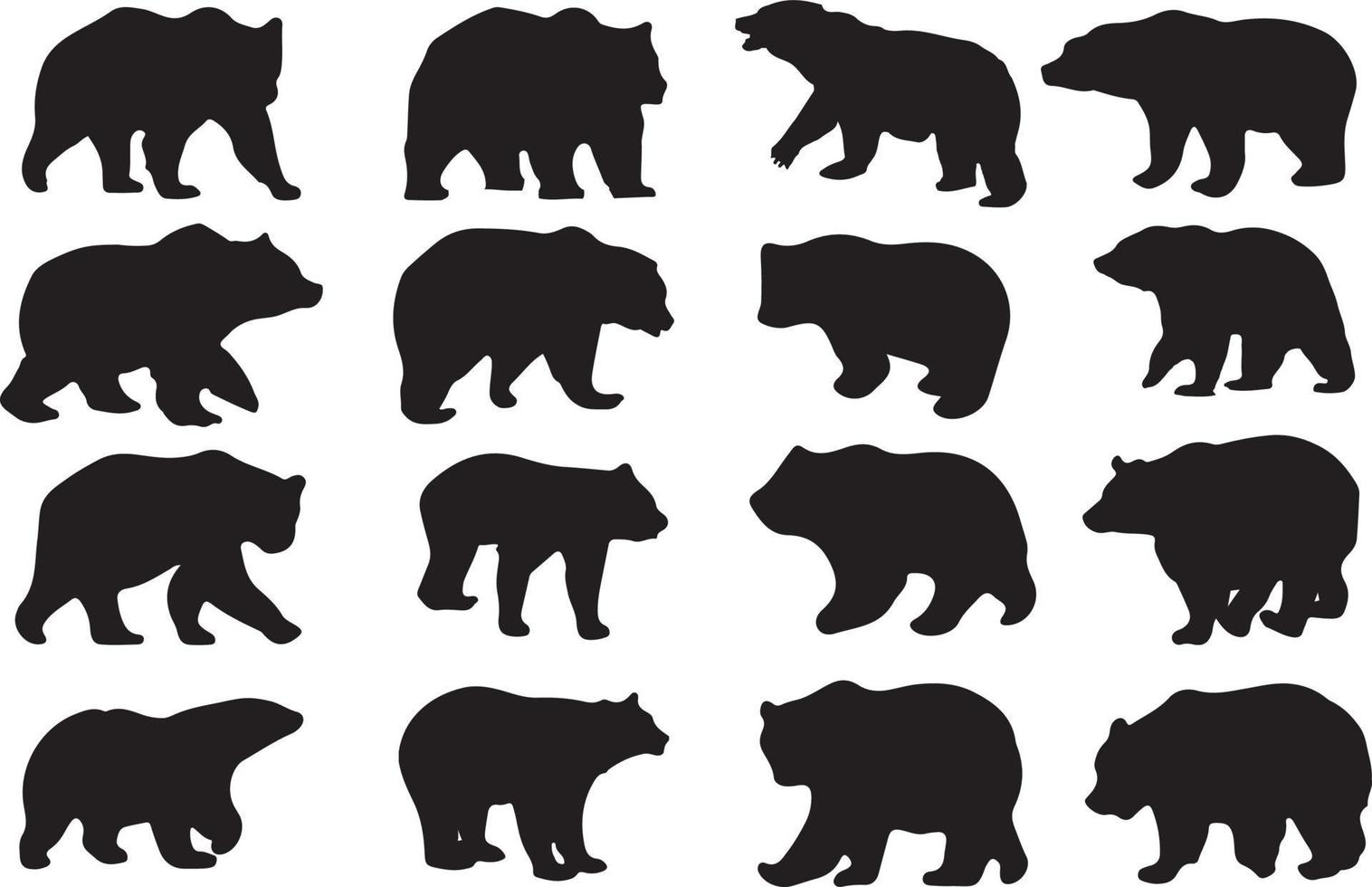 The set of Bear Silhouette collection vector
