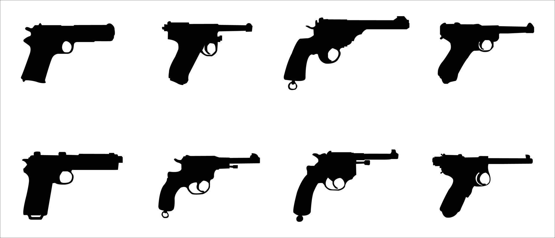 el conjunto de colección de silueta de pistola vector