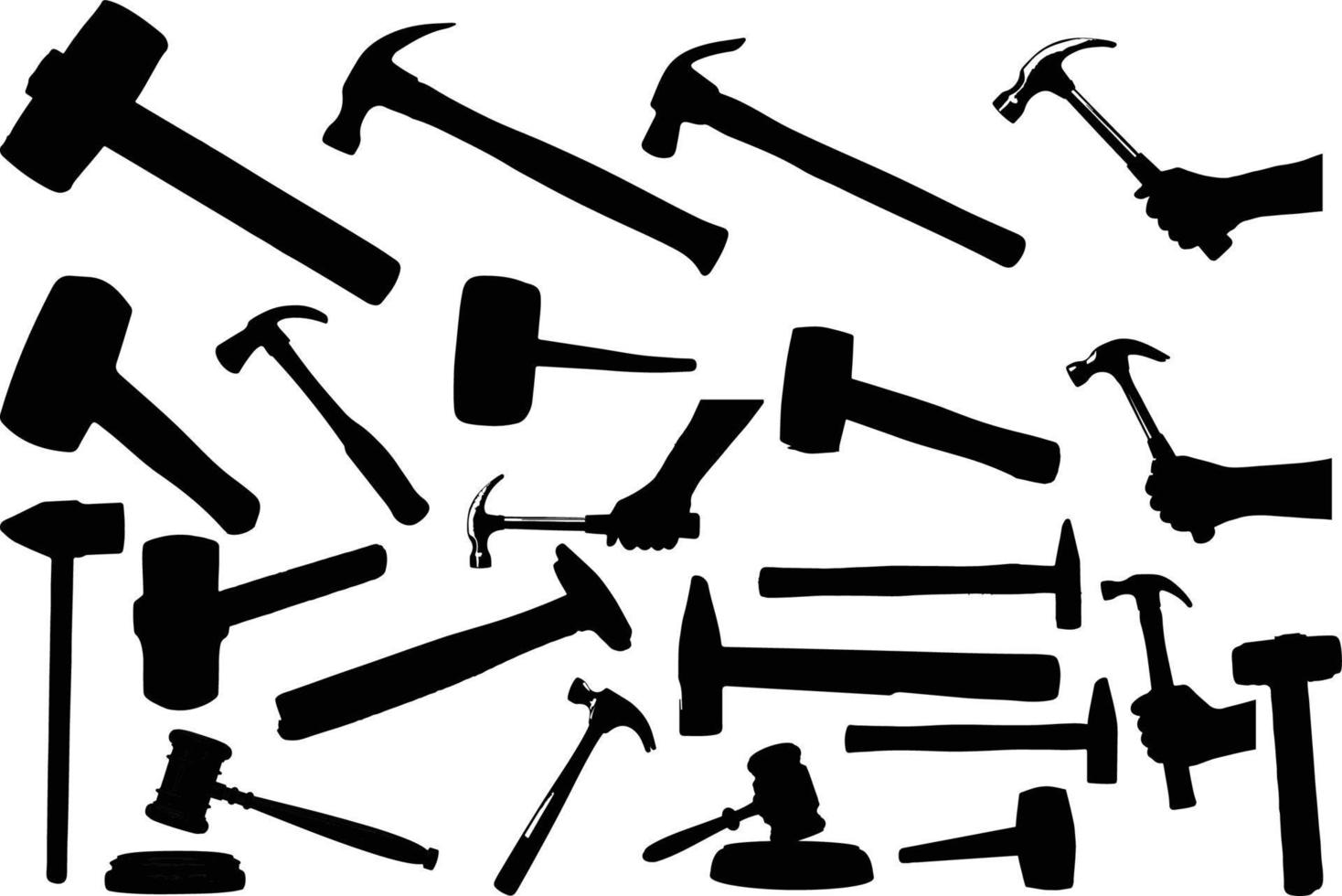 The set of Hammer Silhouette collection vector