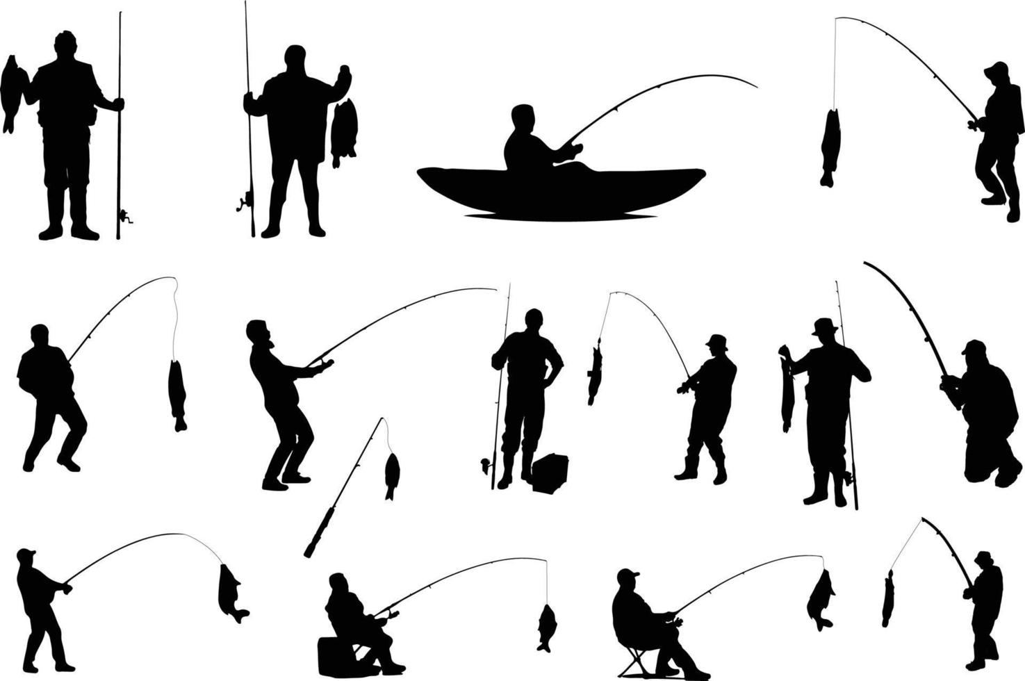 The set of Fishing Silhouette collection vector