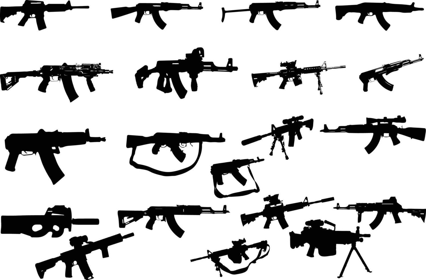 The set of Gun Silhouette collection vector