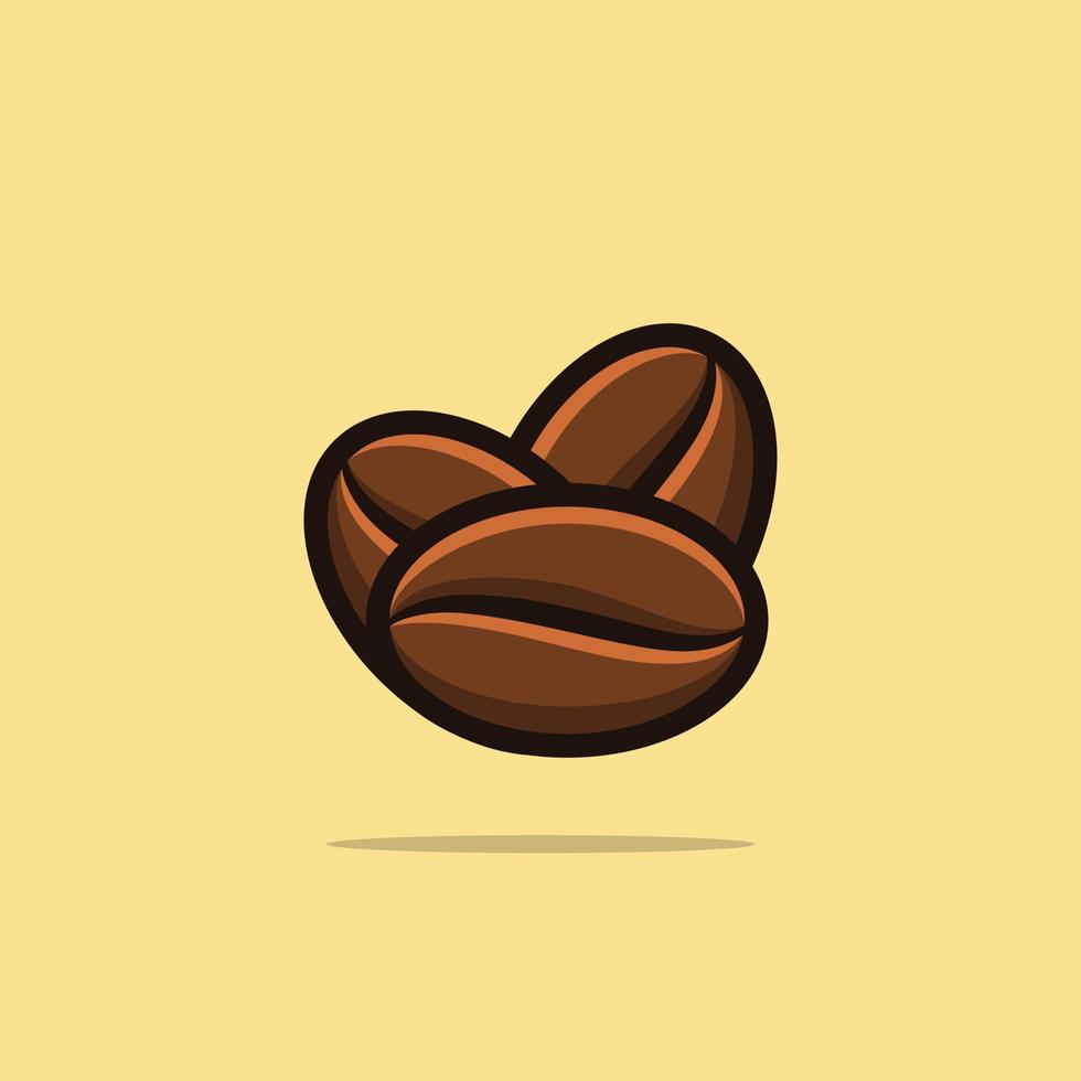 Three beans Cartoon Vector Icon Illustration. Food And Drink Icon Concept Isolated Premium Vector. Flat Cartoon Style