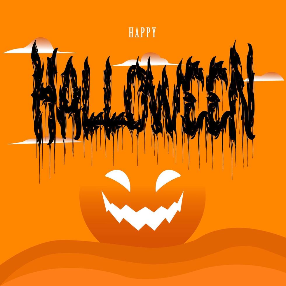 feliz halloween tipografía diseño calabaza vector