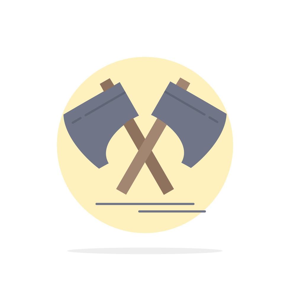 Axe hatchet tool cutter viking Flat Color Icon Vector