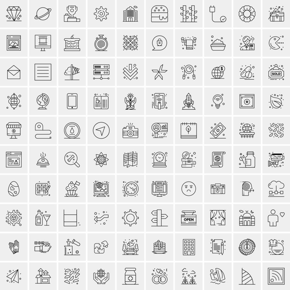 Set of 100 Creative Business Line Icons vector