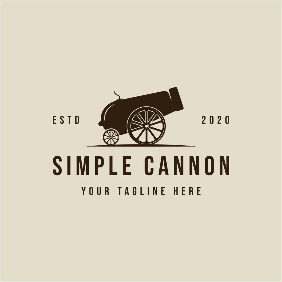 simple silhouette cannon logo vintage vector illustration template icon graphic design. gun or weapon sign or symbol for military equipment