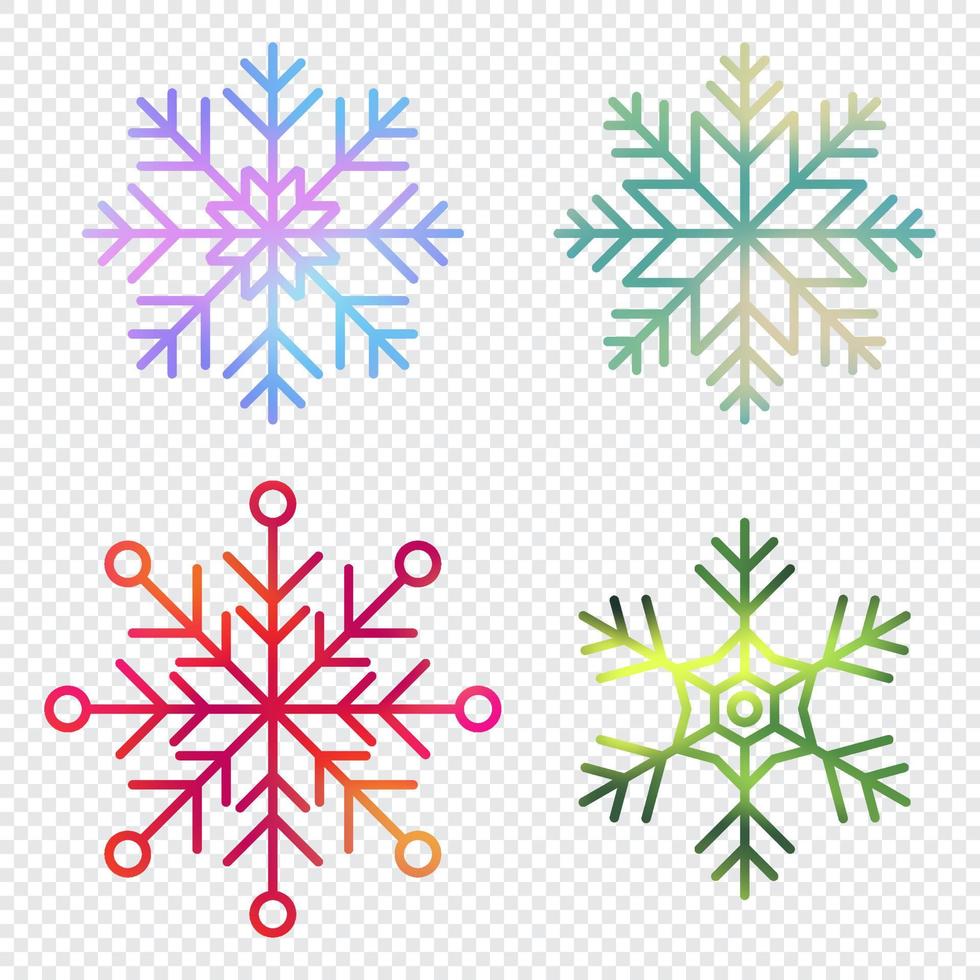 Set of vector watercolor snowflakes. Collection of artistic snowflakes with watercolor texture. Set of snowflakes. Vector illustration