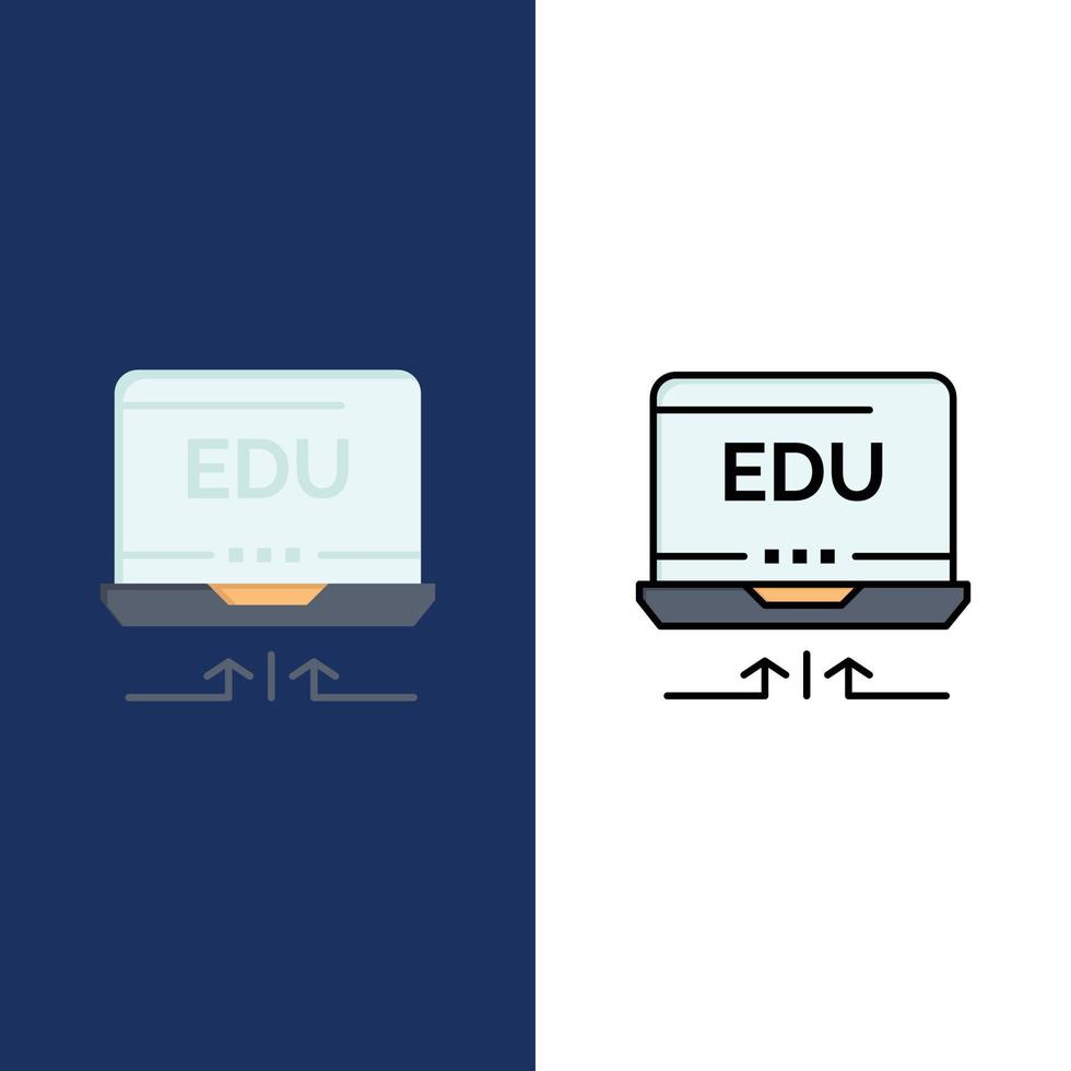 Laptop Hardware Arrow Education  Icons Flat and Line Filled Icon Set Vector Blue Background