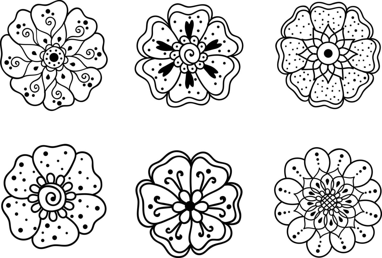 Black and white set with flowers. Vector flowers. Contour vector icons for the design of websites and interfaces, mobile applications, postcards, advertising, web design, logo, packaging, holidays.