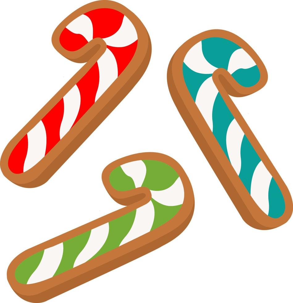 Festive cookies for Christmas. Delicious cookies decorated with icing.Happy New Year decoration. Merry Christmas.Celebrating New Year and Christmas. Vector illustration in a flat style